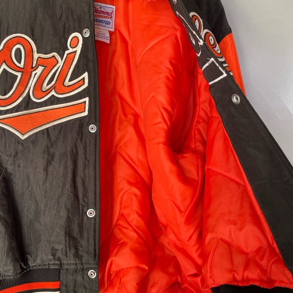 VTG 90’s STARTER Baltimore Orioles MLB Baseball Orange/Black Jacket Size Large - Picture 6 of 8